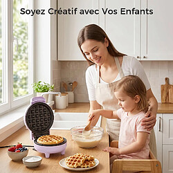 YASHE Mini gaufrier, 550 W, plaque 10 cm, antiadhésif, voyant, violet pas cher