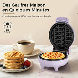 Acheter YASHE Mini gaufrier, 550 W, plaque 10 cm, antiadhésif, voyant, violet