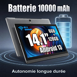 Tablette Tactile 14,1 Pouces Android 13 - Gris - Meswao - 6 Go RAM, 128 Go - 10000 mAh - Écran IPS 1920x1080 pas cher