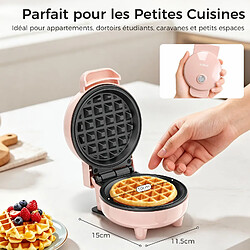 Avis YASHE Mini gaufrier, 550 W, plaque 10 cm, antiadhésif, voyant, rose