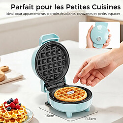 Avis YASHE Mini gaufrier, 550 W, plaque 10 cm, antiadhésif, voyant, bleu