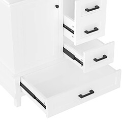 Acheter MIVRAY Meuble vasque sur pied 76x46x83,5 cm avec lavabo céramique, 3 tiroirs, 1 porte, MDF, blanc