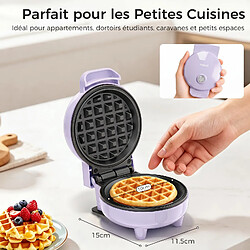 Avis YASHE Mini gaufrier, 550 W, plaque 10 cm, antiadhésif, voyant, violet