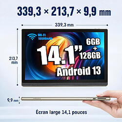 Tablette 14,1" Meswao Android 13, 10000 mAh 15W, 6 Go -128 Go, Caméras 13 MP + 5 MP, Wi-Fi et Bluetooth, USB Type-C, Or pas cher
