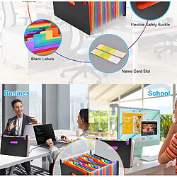INF Chemise à dossiers extensible de 25 pochettes, organiseur de fichiers en accordéon arc-en- pas cher