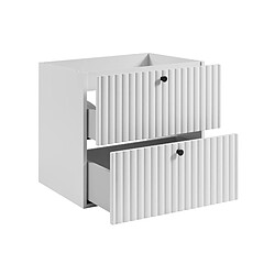 Avis 3XELIVING Meuble de salle de bain 60 cm, Blanc, plan chêne Noyer, poignées noires, pieds Ronda