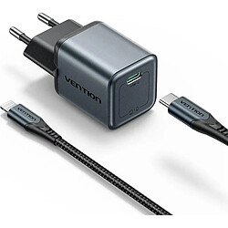 Avis Chargeur Vention GaN USB-C 20W + Câble USB-C vers Lightning 1m (Gris)