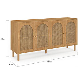 Idmarket Buffet 160cm bois cannage pas cher