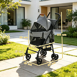 Acheter MIVRAY Poussette 3 en 1 pour animaux pliable et amovible en tissu Oxford gris