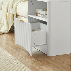 MIVRAY Table de chevet blanche 58 x 38 x 60 cm avec tiroir et niche pas cher