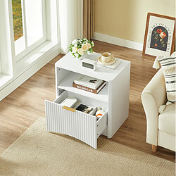 Avis MIVRAY Table de chevet blanche 58 x 38 x 60 cm avec tiroir et niche