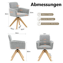 Acheter MIVRAY Lot de 2 chaises de salle à manger pivotantes gris clair