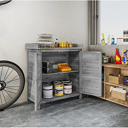Avis MIVRAY Armoire de jardin 83 x 40 x 92 cm avec plateau galvanisé, gris