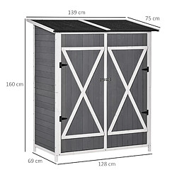 Avis MIVRAY Abri de jardin 2 portes 139 x 75 x 160 cm gris et blanc