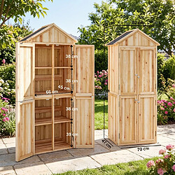 Acheter MIVRAY Armoire de jardin en bois 82 x 50 x 190 cm, toit asphalté, naturel