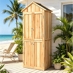 Avis MIVRAY Armoire de jardin en bois 82 x 50 x 190 cm, toit asphalté, naturel