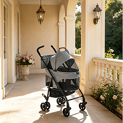 Avis MIVRAY Poussette 3 en 1 pour animaux pliable et amovible en tissu Oxford gris
