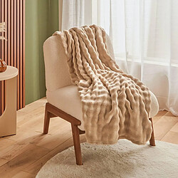 Acheter Atmosphera Plaid Ondulé Uni Zephy 125x150cm Beige Lin