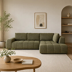 Concept Usine Canapé d'angle nuage 5 places en tissu chenille vert CHESTER pas cher