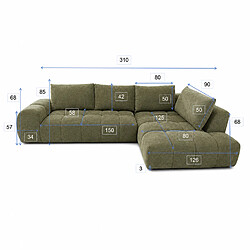 Avis Concept Usine Canapé d'angle nuage 5 places en tissu chenille vert CHESTER