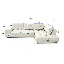 Avis Concept Usine Canapé d'angle nuage 5 places en tissu chenille beige CHESTER