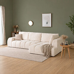 Concept Usine Canapé d'angle nuage 5 places en tissu chenille beige CHESTER pas cher