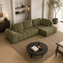 Acheter Concept Usine Canapé d'angle nuage 5 places en tissu chenille vert CHESTER