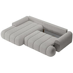 SELSEY - Canapé d’angle convertible DANDELINO – Bouclette – Gris clair – gauche 