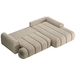 Acheter SELSEY - Canapé d’angle convertible DANDELINO – Velours – Beige – droit