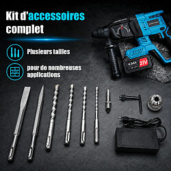 ByteLike Marteau perforateur sans fil 21V 3 fonctions SDS-Plus, 2 batteries 4Ah pas cher