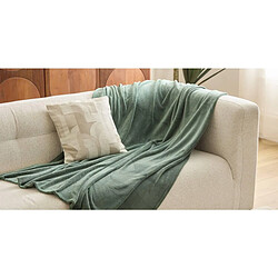 Atmosphera Plaid Uni Microfibre Kiesa 180x260cm Vert Tilleul pas cher