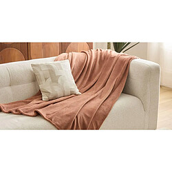 Atmosphera Plaid Uni Microfibre Kiesa 180x260cm Terre de Rose pas cher
