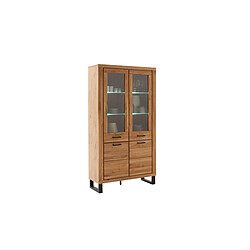 Acheter Pegane Vitrine avec 2 portes vitrées , coloris chêne massif - L. 108 × P. 40 × H. 199 cm