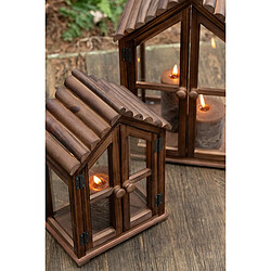 Acheter Paris Prix Lot de 2 Lanternes Maison en Bois Kaspar 49cm Marron