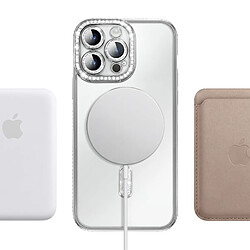 Avizar Coque pour iPhone 14 Pro Max Compatible MagSafe avec Contour à Strass Argent pas cher