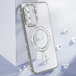 Acheter Avizar Coque pour Galaxy A56 / A36 Compatible MagSafe avec Contour à Strass Argent
