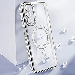 Acheter Avizar Coque pour Galaxy A14 4G / 5G Compatible MagSafe avec Contour à Strass Argent