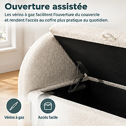 Acheter Rolipo Grand banc coffre blanc 186 cm avec rangement hydraulique, assise rembourrée en tissu bouclé
