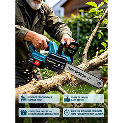 Generic Home Tronçonneuse sans fil 21 V 1000 W – Guide 30 cm – 2 batteries 3,0 Ah pas cher