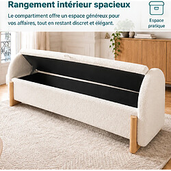 Avis Rolipo Banc de lit blanc 146 cm avec coffre hydraulique, tissu chenille bouclé et rangement intégré