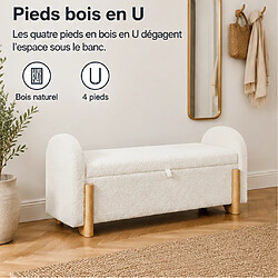 Acheter Rolipo Banquette coffre blanche 106 cm en chenille bouclette avec rangement hydraulique et assise rembourrée