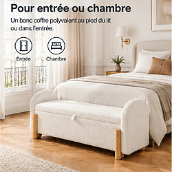 Avis Rolipo Banquette coffre blanche 106 cm en chenille bouclette avec rangement hydraulique et assise rembourrée