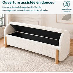 Acheter Rolipo Banc de lit blanc 146 cm avec coffre hydraulique, tissu chenille bouclé et rangement intégré