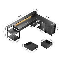 ByteLike Bureau en L réversible noir pas cher