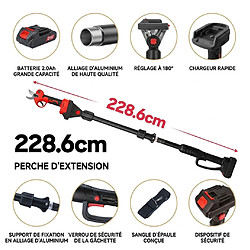 Avis Generic Home Sécateur Électrique sans Fil 21V avec Perche Télescopique 228cm, Moteur Brushless