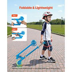 VEVOR S010 - Bleu / Trottinette enfant 2 roues lumineuses - Guidon réglable - Pliable pas cher
