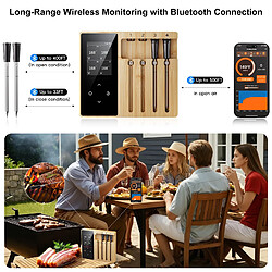 Avis ByteLike Thermomètre à viande sans fil Bluetooth 4 sondes double capteur avec écran