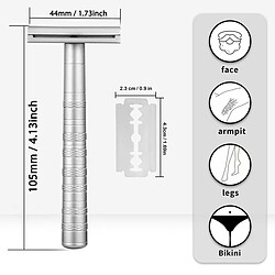 Avis INF Rasoir de Sûreté Double Tranchant en Acier Inoxydable avec Manche en Aluminium et 5 Lames