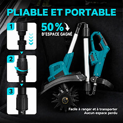 Sans Amarre Motobineuse portative sans fil, manche télescopique, machine de culture pour jardin potager, CORPS SEUL (sans batterie ni chargeur) pas cher
