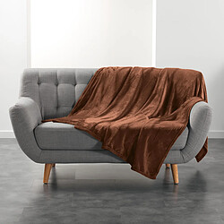Avis Douceur D'Interieur Plaid Uni en Flanelle Flanou 180x220cm Choco